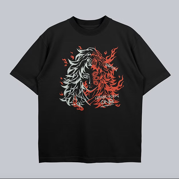 T-shirt oversize rouge Kokushibo